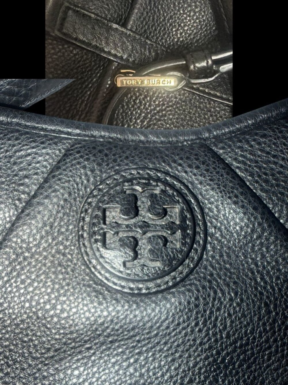Tory Burch Kolbe Swingpack 51149783 Black Pebbled Leather Brass Crossbody Bag - Picture 10 of 10